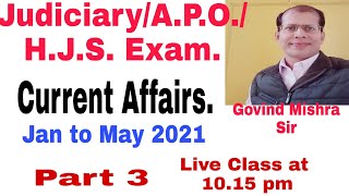 Judiciary/A.P.O/H.J.S Exam. Current Affairs 2021. Part 3