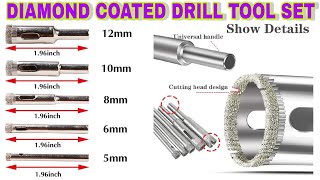 Diamond core hole saw drilling tool bit set for tiles, marbles & glass || Unboxing || Usage