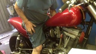 John Reed .The Designer  , fires up his home build ,,,single ''harley engine for me.