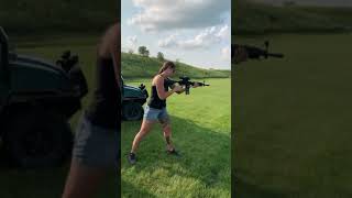 GIRL FIRING M4A1 GUN IN REAL LIFE || FREE FIRE #guns #firing #freefire #cutegirls #gunstatus #short