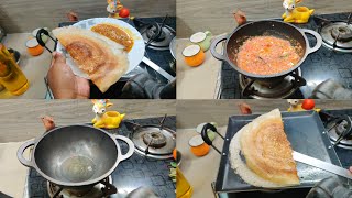 சுவையான தக்காளி குருமாவுடன் மொறு மொறு தோசை Indus valley cast iron kadai square dosa tawa