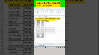 MERGE FIRST AND LAST NAME #excel #studyspan #shortsfeed