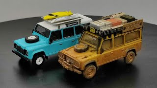 MINI-GT Land Rover Defender 110//1989 Camel Trophy Winner Team UK #221// Light Blue #109// PART 1