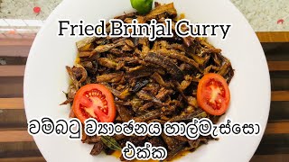 වම්‍බටු ව්‍යාංඡනය හාල්මැස්සො සමඟ l Fried Brinjal Curry | Wambatu curry | wambatu curry sinhala