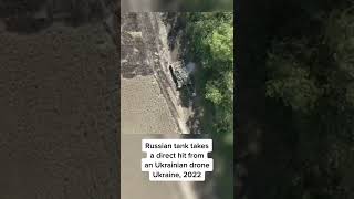 Ukrainian drone attacks russian tank