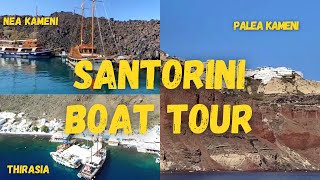 SANTORINI - boat tour, NEA KAMENI, PALEA KAMENI, THIRASIA (Greece). FullHD 1080