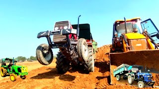 New Jcb Backhoe Machine Loading Sand In Massey and Mahindra Tractors | Jcb and Tractor Video