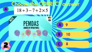 PEMDAS MATH QUIZ ORDER OF OPERATIONS