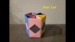 DIY Pen Stand /Origami Pen Holder/Pencil Holder/Hexagonal shape