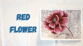 Tutorial painting | RED flower | for beginners | flower painting | How to paint flower | fiore