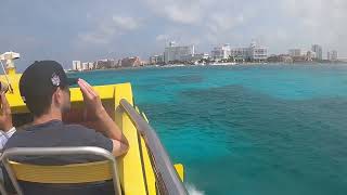 Ultramar Ferry zooming toward Playa Caracol, Cancun