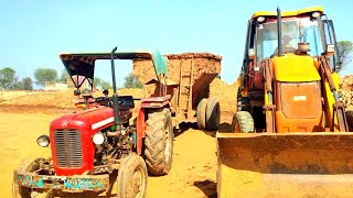 Jcb 3Dx Eco Fast Machine Loading Mud in Trolley Massey 241 & 1035 John Deere Tractor | jcb video