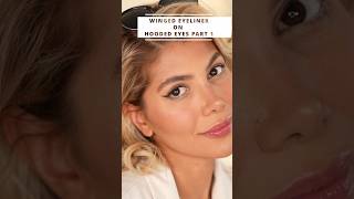 Winged Eyeliner on Hooded Eyes PART 1..CROOKED WING ? Watch This! #short #makeupshort #eyeliner