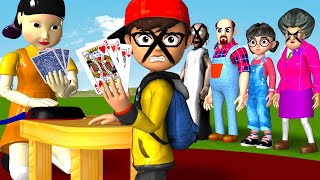 Scary Teacher 3D vs Squid Game Playing Cards  OR 5 Times Challenge