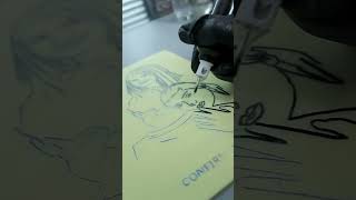 Using EE Dual Wireless tattoo pen to draw Hailey Bieber&Justin Bieber&Selena Gomez