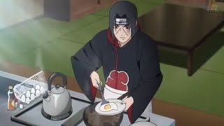 Itachi cooks fried eggs for breakfast to Sasuke using Sharingan