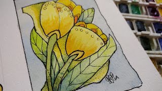 Doodle a Letter B - Yellow Tulips