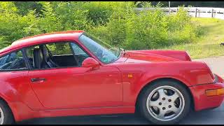 Porsche 911 turbo 1991  walkaround 964 at idle guards red on black 965 bad boys