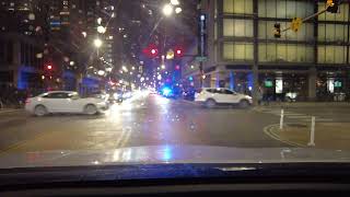 Chicago downtown night drive