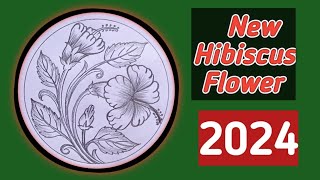 Gudhal Ka Alekhan / Gudhal Ka Phool Kaise Banaen / How To Draw Hibiscus In Circle / Hibiscus Flower