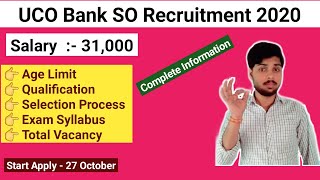 UCO BANK SO Recruitment 2020 | Complete Information  | By Ambuj Tripathi