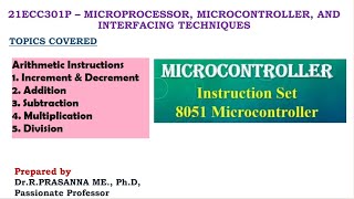 Instruction Set 8051 Microcontroller - Arithmetic Instructions