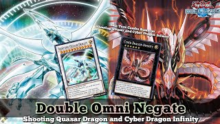 Shooting Quasar ft Cyber Dragon Infinity Deck Combo, Double Omni Negate! [Yu-Gi-Oh! Duel Links]