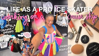 how I prepare for a show day as a cruise ship ice skater 🛳️ backstage, hair + makeup, warm-up!