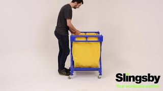 Folding laundry trolley with PVC bag