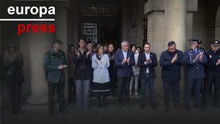 La ministra Elma Saiz, en la concentración de Pamplona por las víctimas de la DANA