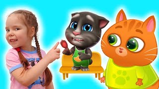 My Talking Tom 2, cat Bubbu and Nastya play in the game | Friends have a concert