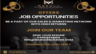 Job Opportunities Sales & Marketing in Marque Builders & Developers Karachi