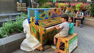 Kris Nicholson Finds a Upright Piano at Greeley Park Square in NYC ( Sing For Hope )