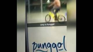 Man throwing ofo bike into canal and riding inside MRT station