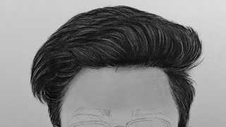 How to draw realistic hair with charcoal | Realistic hair drawing