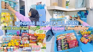 BONGKAR BELANJA BULANAN LANJUT MENATA DAPUR | Refill kebutuhan dapur & jajanan | Masker Scarlett