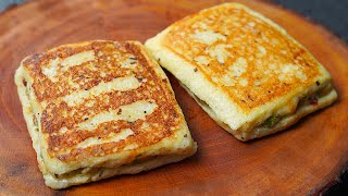 Quick breakfast is ready in minutes! Delicious Potato French Toast Sandwiches