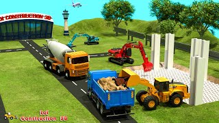 Excavator, Dump Truck, Bulldozer Cooperate in Airport | Construction 3D Construction Vehicles