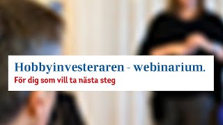 Hobbyinvesteraren - Webinarium 9 juni kl 13.00