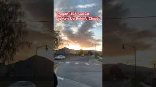 Oregon USA SunSet Brighten Up Behind Beautiful Clouds