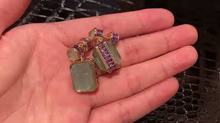 green square geometry earrings women purple gorgeous vintage waterdrop pedant cube jade charm