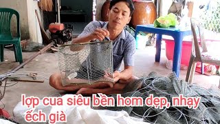 Đặt lợp cua siêu bền hom dẹp kiếm cua và ếch khủng #fishtrap