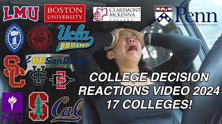 COLLEGE DECISION REACTIONS 2024 (UCs, UPENN, STANFORD, and more) | 17 colleges!!!