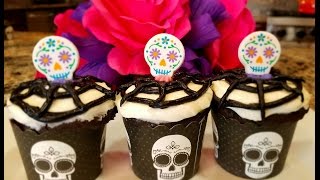 💖 Day Of The Dead Devil's Food Coco Cupcake Halloween for kids official recipe by Mommy Is A Chef