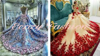 New Fashion sexy Long Quinceanera Dresses -2018 | Luxurious Floral Lace Beaded Train Ball Gown