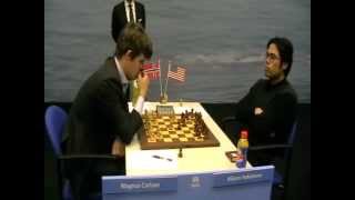 Tata Steel 2013 ronde 12 Carlsen vs Nakamura