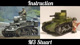 Instruction M3 Stuart lego in minifig scale / lego tank ww2 tutorial