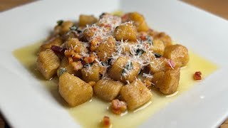 Gnocchi with Brown Butter Sage Sauce and Crispy Pancetta Lardons