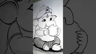 Baal Ganesha very easy drawing with pen and pencil 😊#ganesh #youtubeshorts #shorts #dailyshorts #art