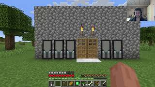 Pillagers raidean la aldea mientras construyo establos Minecraft Gameplay